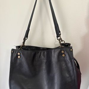American Leather Co. Lenox Triple Entry Satchel- genuine black leather